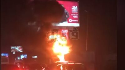 السيطرة على حريق سيارة نقل أعلى دائري المعادي