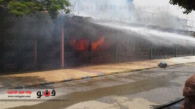 بالصور.. حريق في محال بنادي الشمس