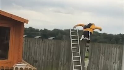موقف محرج لشاب حاول تسلق سور حديقة (فيديو وصور)
