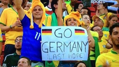 بالصورة.. جماهير البرازيل تتمنى فوز ألمانيا على الأرجنتين