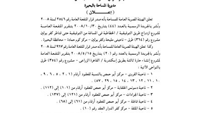 إعلانات مديرية المساحة بالبحيرة