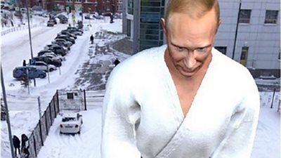 مجسم ضخم لبوتين وسط روسيا يثير السخرية (فيديو)