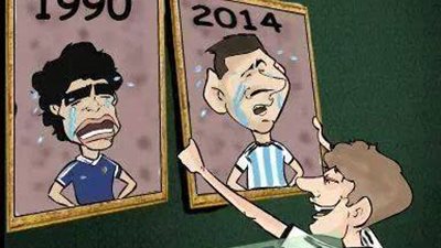 بالصورة.. «مولر» يعلق صورة لـ «ميسى» باكيًا بجوار «مارادونا»