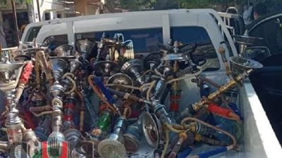 ضبط 300 شيشة في حملات على مقاهي الفشن ببني سويف