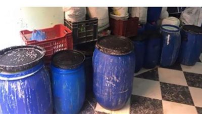 ضبط 6 أطنان منظفات صناعية مجهولة المصدر بالقليوبية