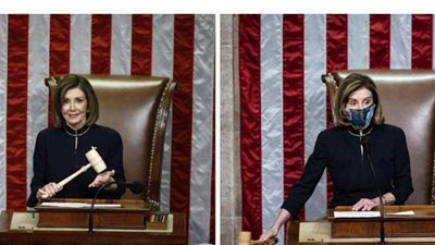 سر ارتداء بيلوسي لنفس الفستان في جلستي عزل ترامب