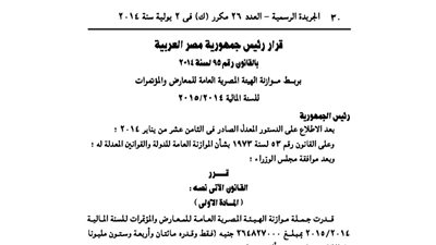 موازنة الهيئة المصرية العامة للمعارض والمؤتمرات