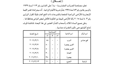 إعادة تقدير الضرائب الزراعية  بمحافظة قنا