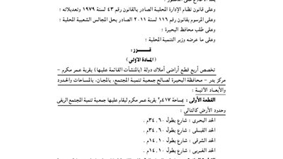 تخصيص 4 قطع أراضى بالبحيرة لصالح جمعية تنمية المجتمع