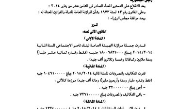 موازنة الهيئة العامة لبنك ناصر الاجتماعى