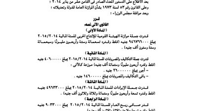 موازنة الهيئة القومية الإنتاج الحربى