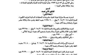 موازنة هيئة التنفيذ مشروعات المحطات المائية لتوليد الكهرباء
