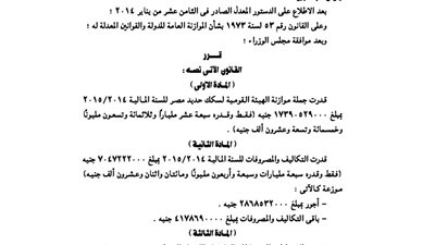 موازنة الهيئة القومية لسكك حديد مصر
