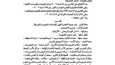 قيد جمعية التعاون المهني للصناعات الصغيرة