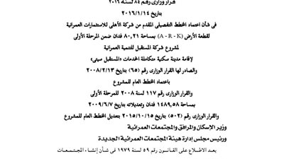 اعتماد المخطط التفصيلى لإقامة مدينة المستقبل سيتى