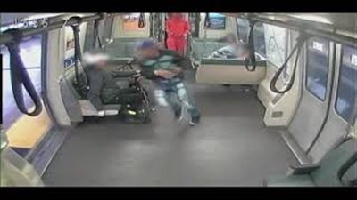 لحظة سرقة لص هاتفا من يد صاحبه داخل قطار (فيديو)