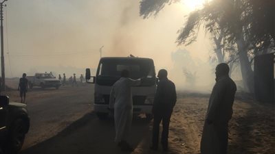 الدفع بسيارات إطفاء إضافية للسيطرة على حريق بالوادي الجديد (صور)