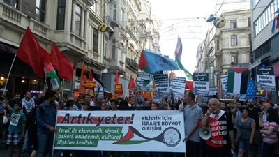 بالصور.. مسيرة للعشرات بإسطنبول لدعم غزة