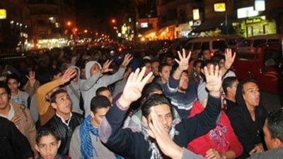 عناصر الإرهابية تقطع الطريق بمدخل منيا القمح