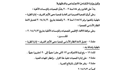 تعديلات لائحة جمعية محبي الأزهر الشريف