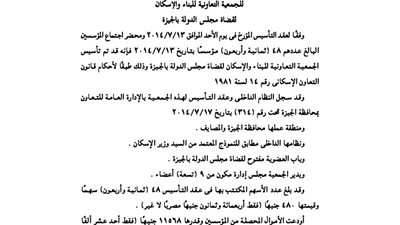 عقد تأسيس الجمعية التعاونية لقضاة مجلس الدولة بالجيزة