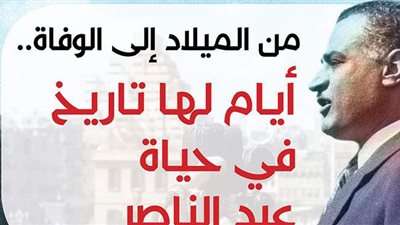 من الميلاد إلى الوفاة.. أيام لها تاريخ في حياة عبد الناصر | إنفوجراف