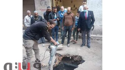 إصلاح هبوط أرضي في بلبيس بالشرقية