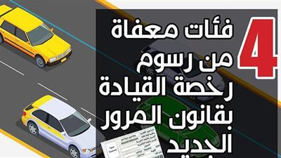 4 فئات معفاة من رسوم رخصة القيادة بقانون المرور الجديد | إنفوجراف