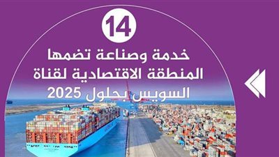 14 خدمة وصناعة تضمها المنطقة الاقتصادية لقناة السويس بحلول 2025 | إنفوجراف