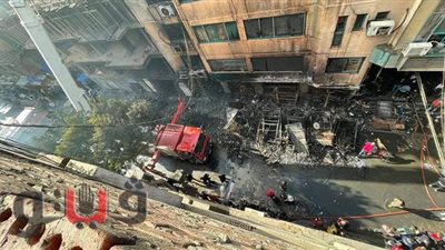 آثار حريق ورش ومحال التوفيقية | صور