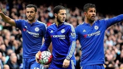 كوستا وهازارد وبيدرو في هجوم تشيلسي أمام مانشستر يونايتد