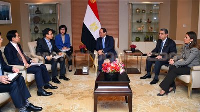 «السيسي» يبحث مع «هيونداي» مشروعات تطوير الموانئ وبناء السفن
