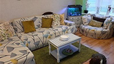 امرأة تجدد صالون منزلها بـ 33 جنيها إسترلينيا (صور)