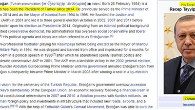 ويكيبيديا تضيف لقب «ديكتاتور» في مقال عن أردوغان بعد الاستفتاء