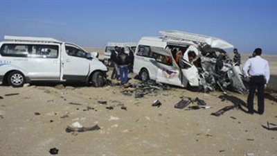 انقلاب سيارتين تابعتين لمصنع 18 الحربي في المنيا