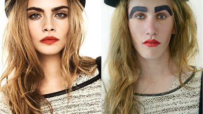 بالصور.. مراهق يقلد صور نجمات هوليوود بسخرية