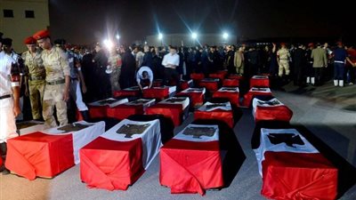 دفن جثث شهداء الشيخ زويد بمقابر العريش