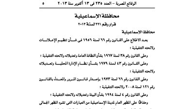 غرامة 2000 جنيه لتشويه المبانى والمطبات الصناعية بالإسماعيلية