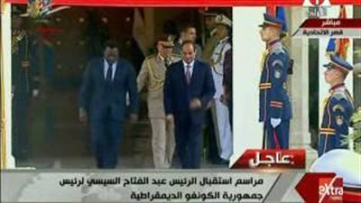 بالفيديو.. لحظة وصول موكب رئيس جمهورية الكونغو قصر الاتحادية