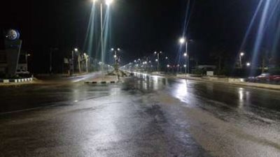 هطول أمطار غزيرة على مدينة أبو سمبل السياحية في أسوان