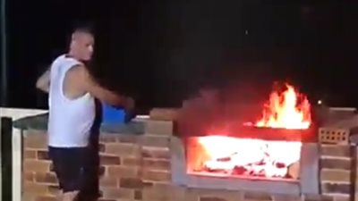 نهاية مروعة لرجل يشوى اللحم (فيديو)