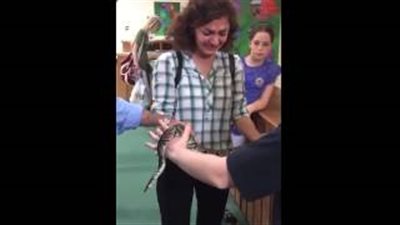 بالفيديو.. انهيار فتاة بعد محاولتها حمل ثعبان ضخم