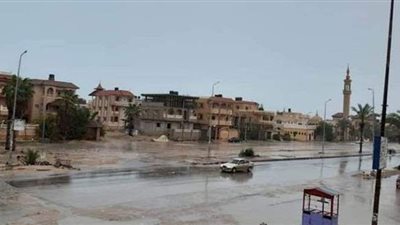 سقوط أمطار رعدية غزيرة على شمال سيناء