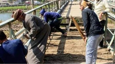 بدء أعمال صيانة كوبري مشاة الهندسة القديم بالمنيا