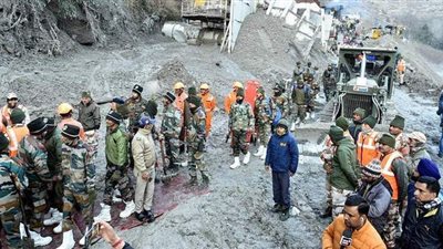 ارتفاع عدد قتلى انهيار كتلة جليد بالهند لـ41.. والمفقودين 164 | صور