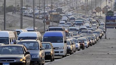 تكدس مروري بطريق (القاهرة - الإسكندرية) الزراعي