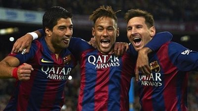 سواريز ونيمار وميسي في هجوم برشلونة أمام إسبانيول بالديربي