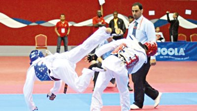 286 طالبا يشاركون في بطولة التايكوندو بالجامعة الأمريكية