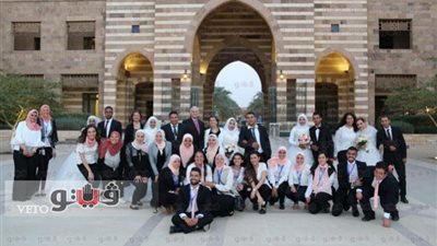 «المتطوعين» بالجامعة الأمريكية تقيم زفافا جماعيا للفتيات اليتيمات