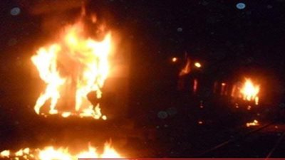 حريق محدود بجرار أحد قطارات أبي قير